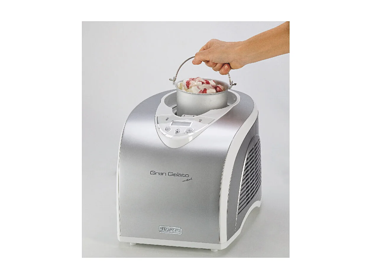 Gelatiera autorefrigerante - Compressore - Cestello removibile 1L - Display LCD - Argento