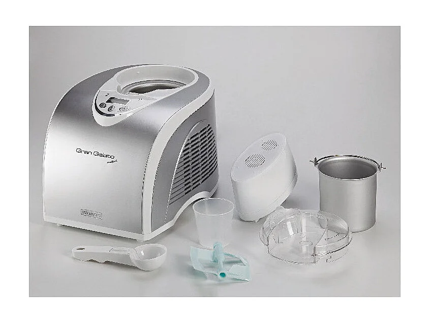 Gelatiera autorefrigerante - Compressore - Cestello removibile 1L - Display LCD - Argento