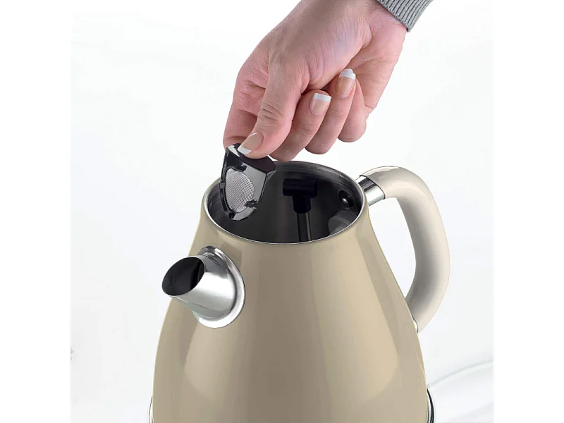 Bollitore Elettrico 1,7L - Design Vintage, Autospegnimento, Acciaio Inox - Beige