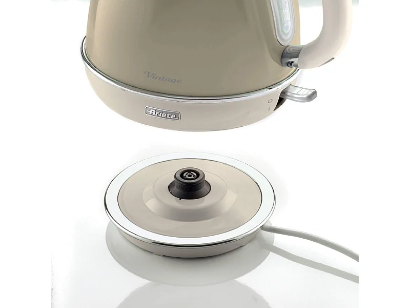 Bollitore Elettrico 1,7L - Design Vintage, Autospegnimento, Acciaio Inox - Beige