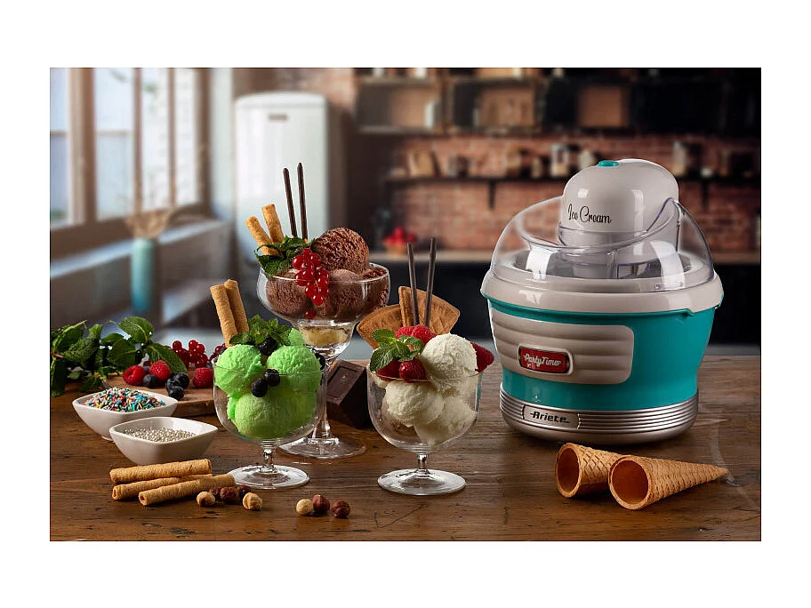 Macchina per fare il gelato 12W, capacità 1,5L, tempo preparazione 30 minuti - Azzurro