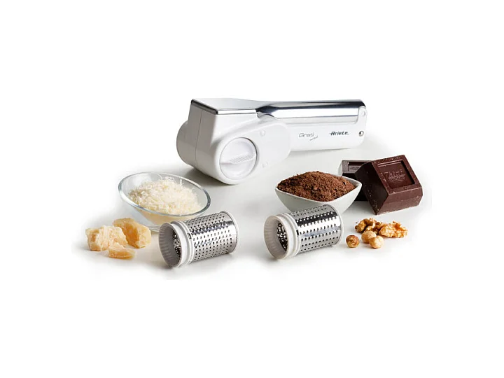 Grattugia elettrica senza filo - 2 rulli in Acciaio Inox - Bianco e Argento