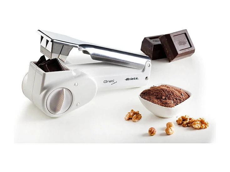 Grattugia elettrica senza filo - 2 rulli in Acciaio Inox - Bianco e Argento