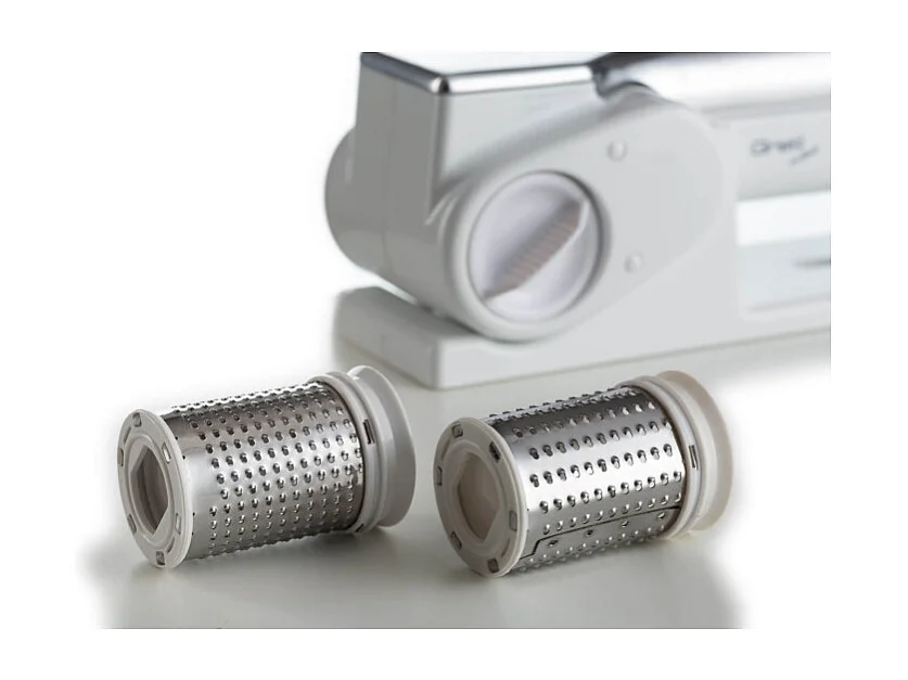Grattugia elettrica senza filo - 2 rulli in Acciaio Inox - Bianco e Argento