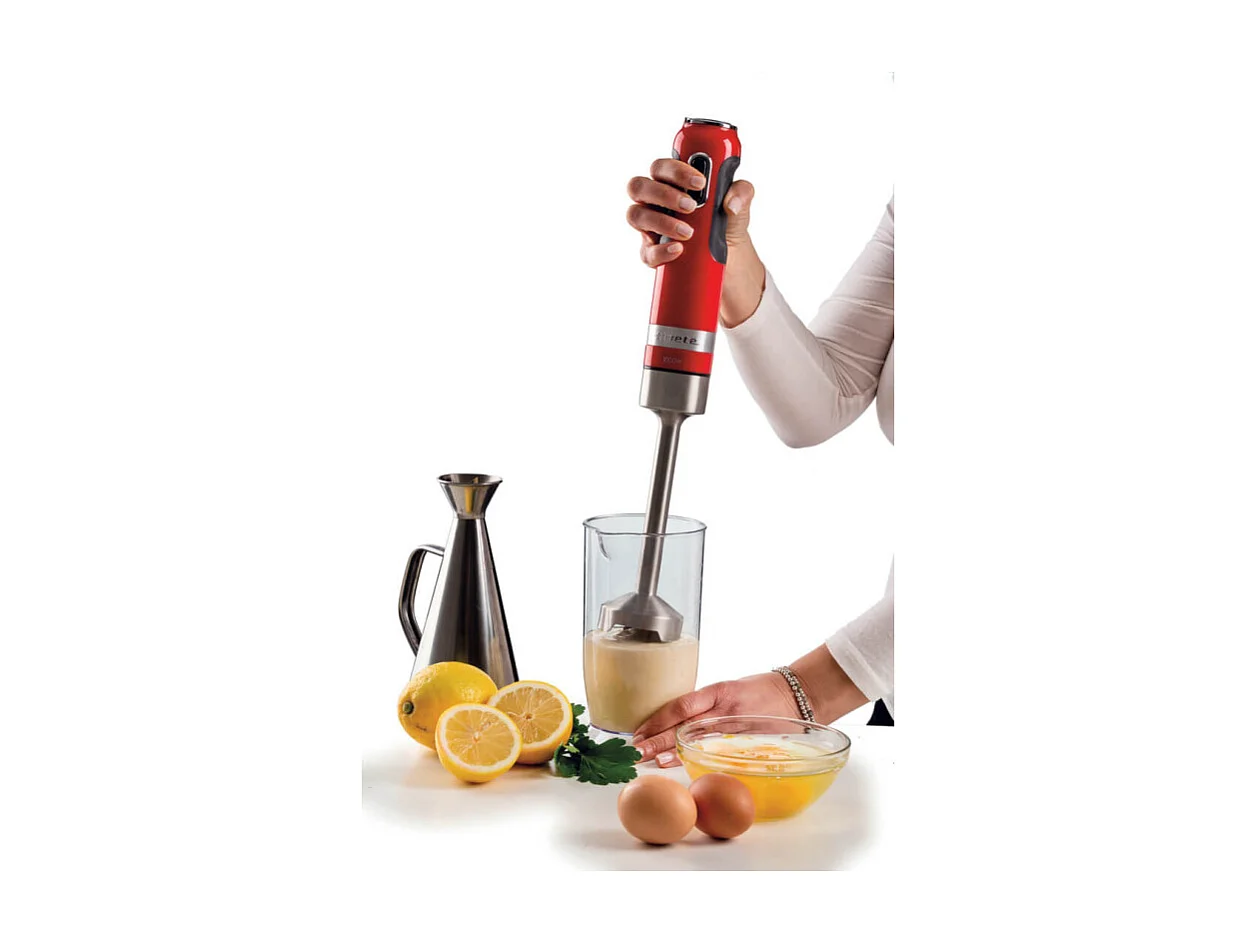 Frullatore a immersione 1000W - 10 velocità + turbo - Accessori inclusi - Rosso
