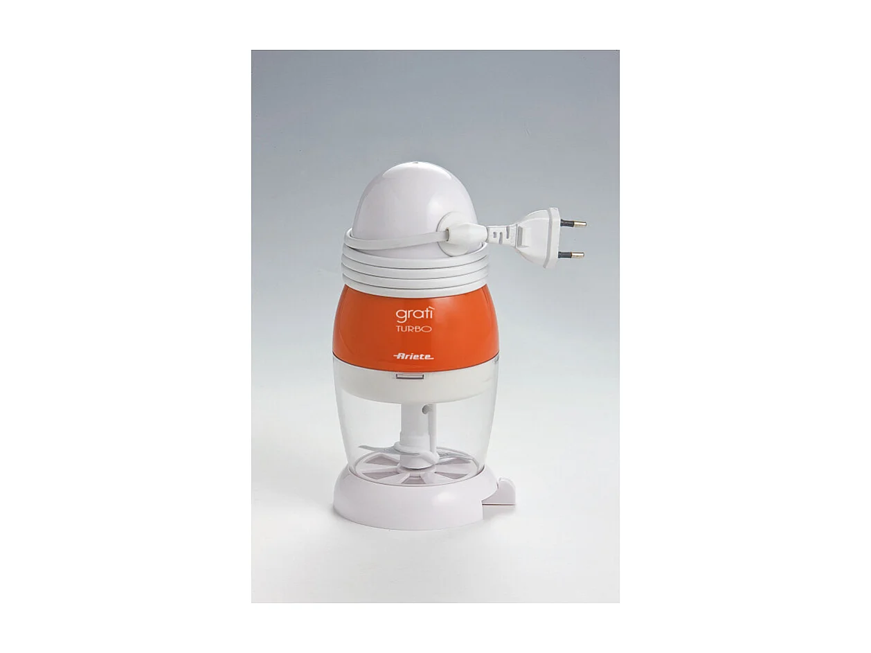 Grattugia elettrica con dosatore da tavola, lama acciaio inox, coperchio salvafreschezza - Arancione