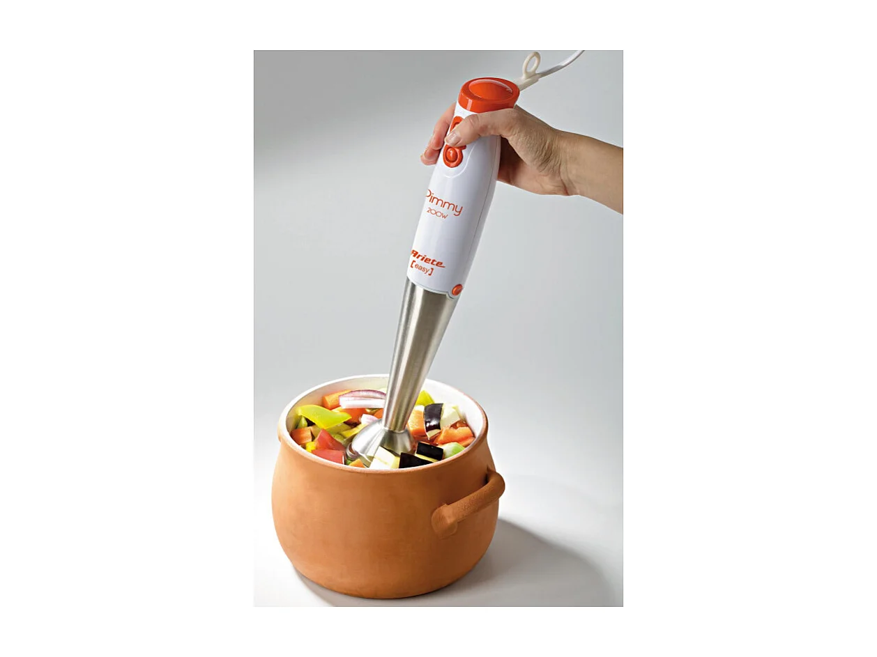 Frullatore a immersione - Lame in Acciaio Inox - 2 velocità - 200W - Bianco e Arancio