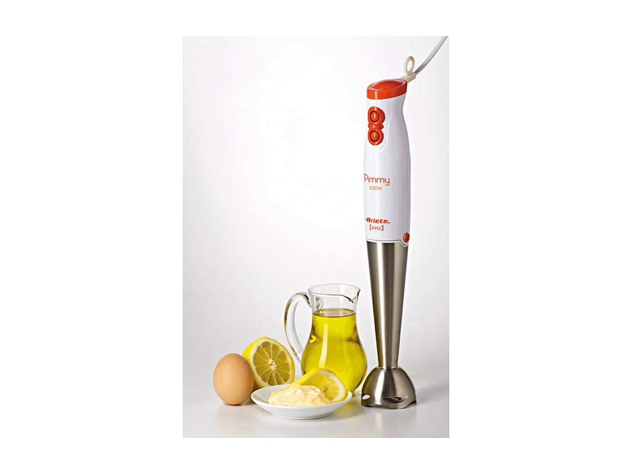 Frullatore a immersione - Lame in Acciaio Inox - 2 velocità - 200W - Bianco e Arancio