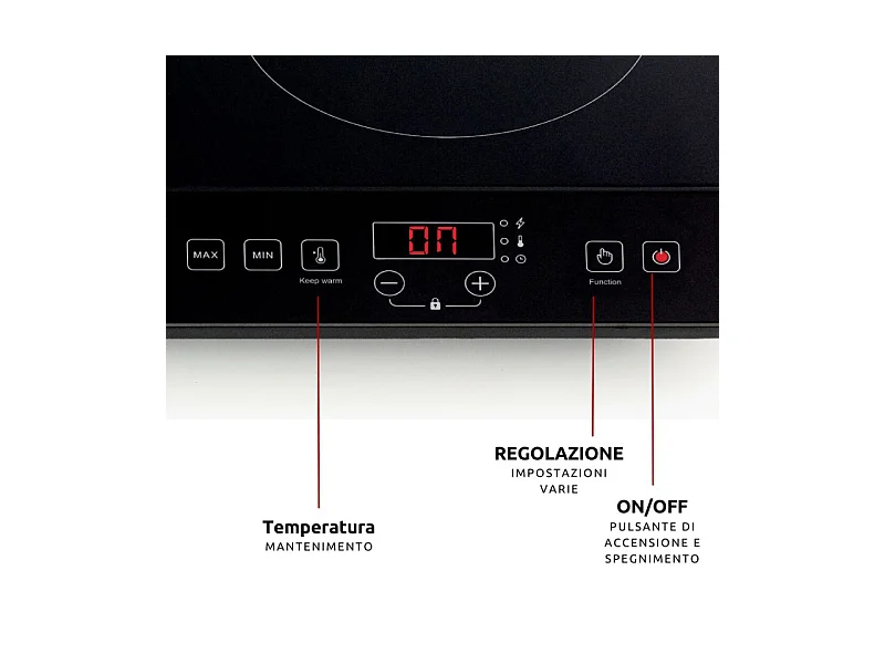 Piastra a induzione doppia portatile 2000W + 1500W - Timer - Sicurezza bambini - Nero