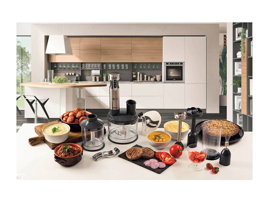 Frullatore a Immersione 7in1 - 1000W - 10 Velocità + Turbo - Capacità 2L - Silver