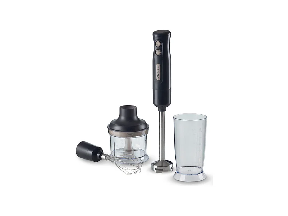 Frullatore a immersione con tritatutto 700W, 2 velocità, lama inox, bicchiere trasparente - Dark & Sahara Grey