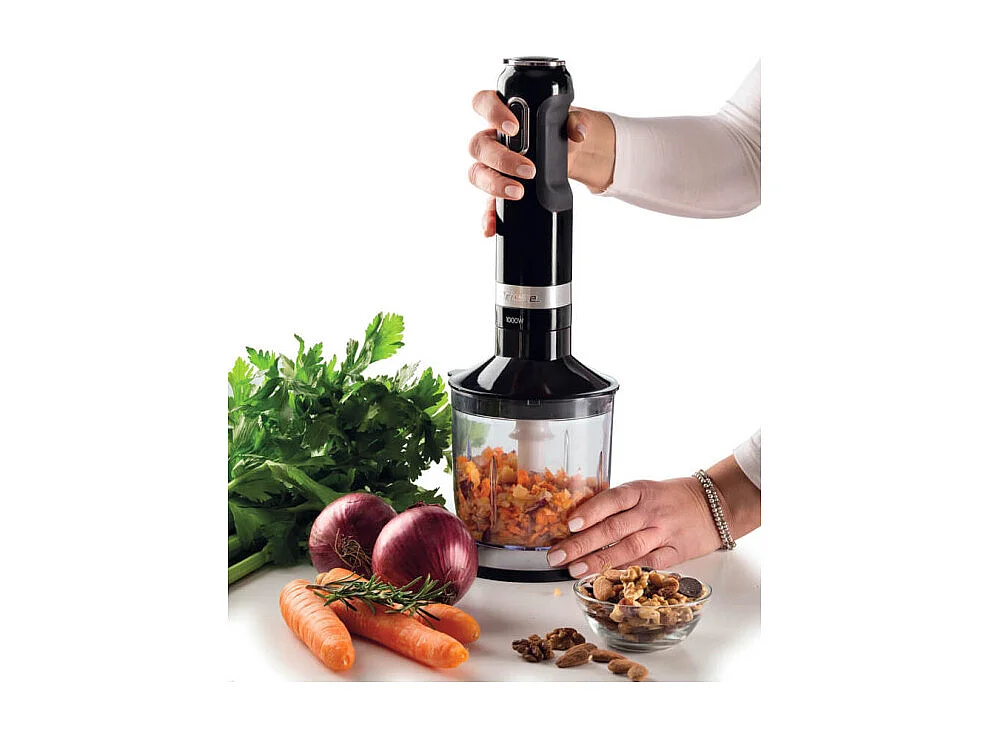 Frullatore a immersione 1000W - 10 velocità + turbo - Accessori inclusi - Nero