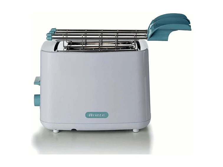 Tostapane 760W, capacità 2 fette di pane, 7 livelli di doratura, pinze inox - White & Aegean Teal