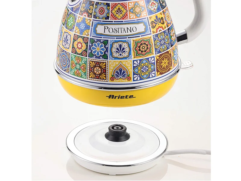 Bouilloire électrique Ariete 2869 Positano, 1,7 L, infusions, thé, tisanes, base sans fil, arrêt automatique