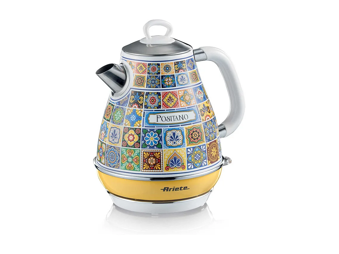 Bouilloire électrique Ariete 2869 Positano, 1,7 L, infusions, thé, tisanes, base sans fil, arrêt automatique