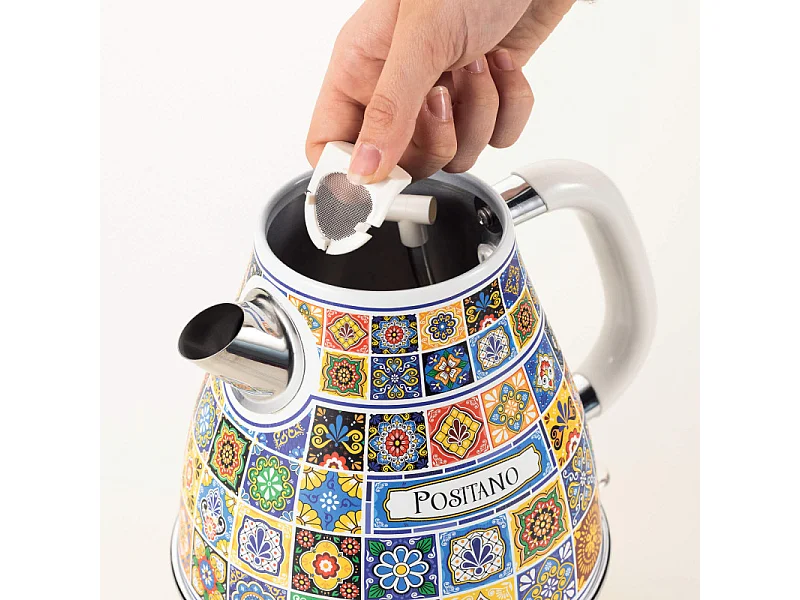 Bouilloire électrique Ariete 2869 Positano, 1,7 L, infusions, thé, tisanes, base sans fil, arrêt automatique