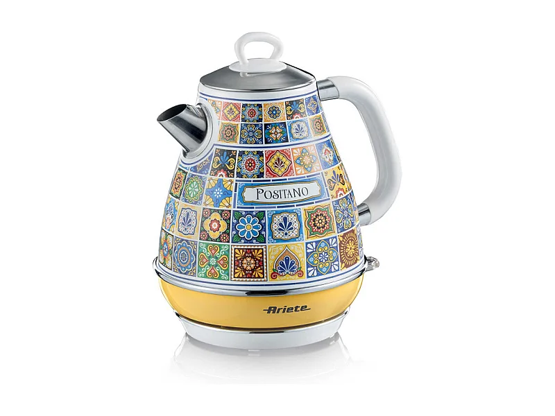Bouilloire électrique Ariete 2869 Positano, 1,7 L, infusions, thé, tisanes, base sans fil, arrêt automatique