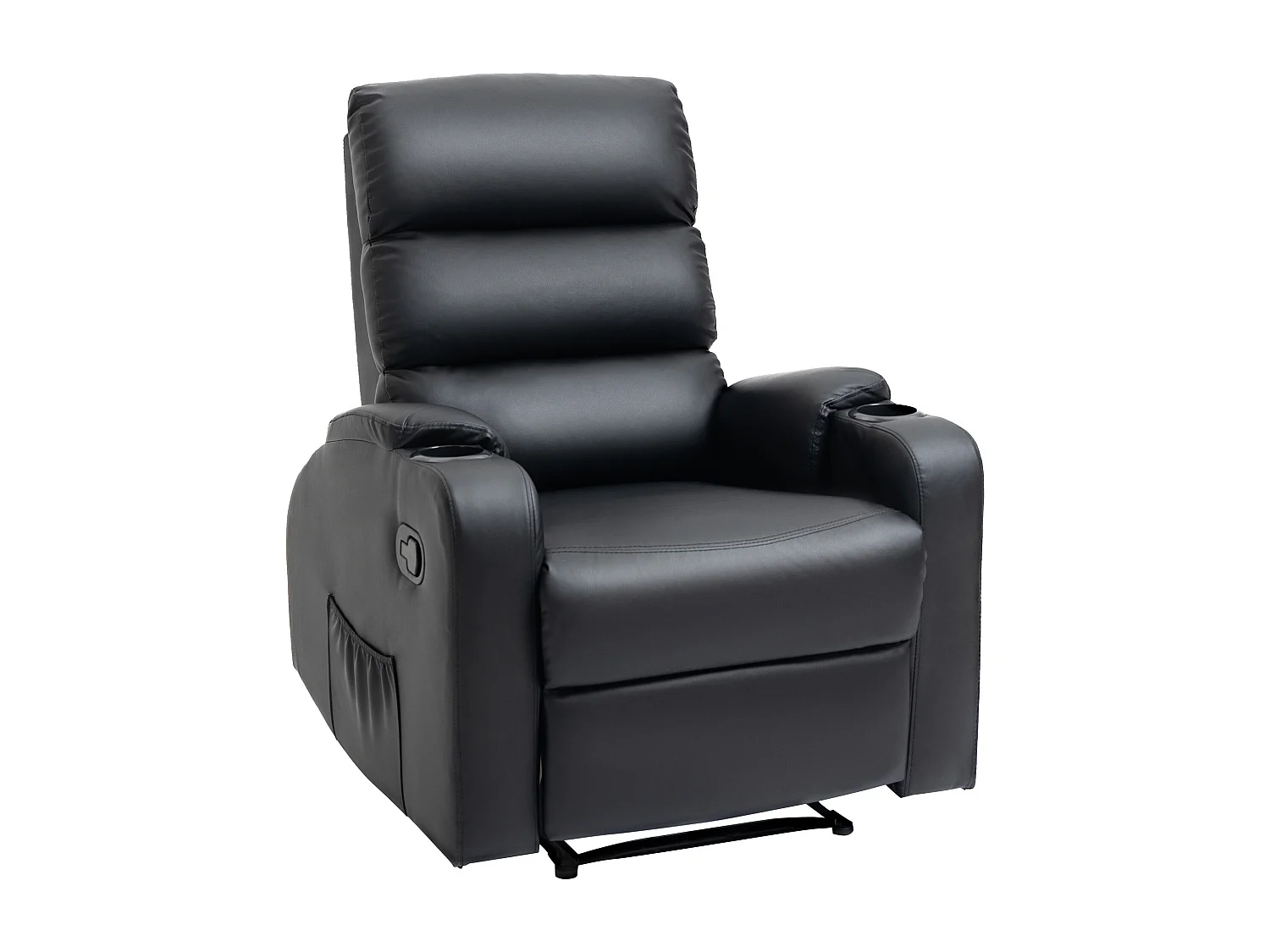 Fauteuil de relaxation inclinable avec repose-pied ajustable revêtement synthétique noir