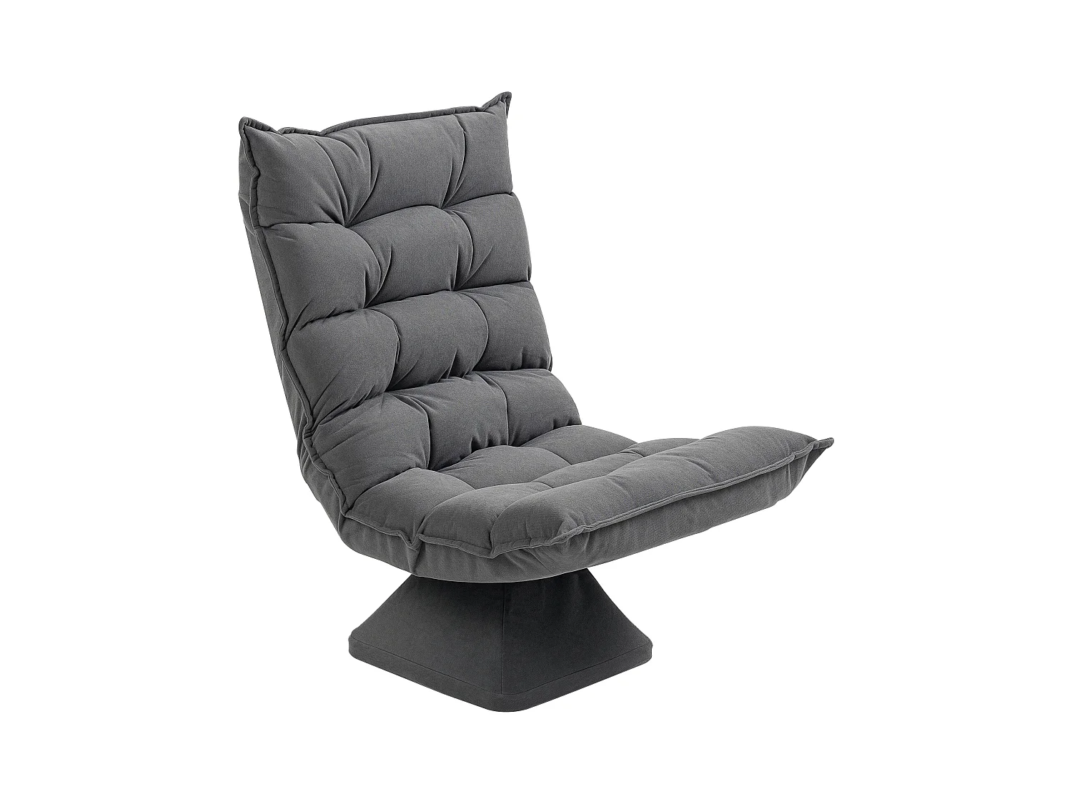 Fauteuil relax grand confort pivotant inclinaison réglable 5 niv. épais garnissage mousse haute densité tissu velours microfibre gris