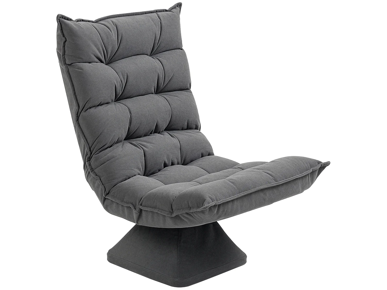 Fauteuil relax grand confort pivotant inclinaison réglable 5 niv. épais garnissage mousse haute densité tissu velours microfibre gris
