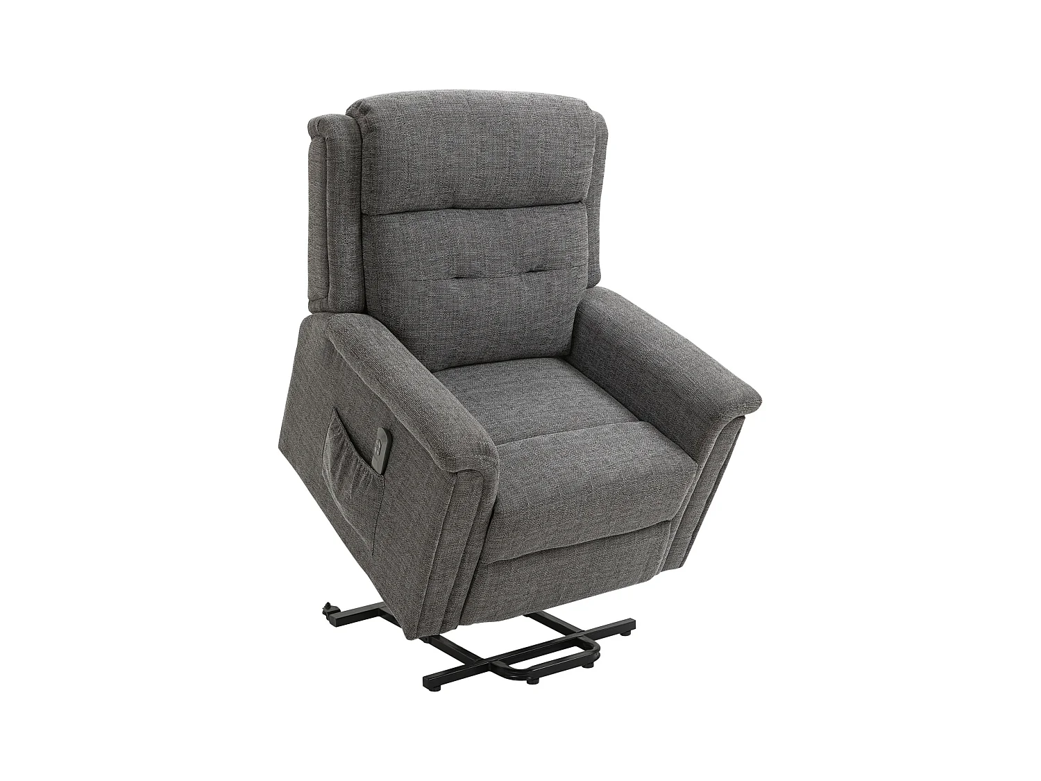 Fauteuil releveur électrique inclinable - repose-pied ajustable - télécommande - Fauteuil de relaxation - tissu polyester aspect lin gris chiné