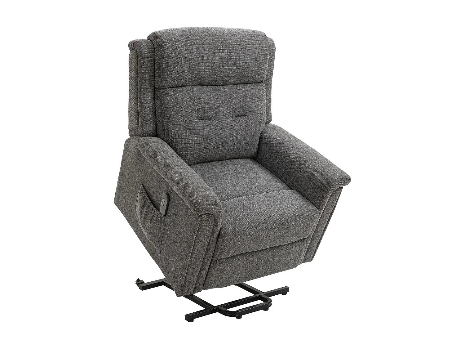 Fauteuil releveur électrique inclinable - repose-pied ajustable - télécommande - Fauteuil de relaxation - tissu polyester aspect lin gris chiné
