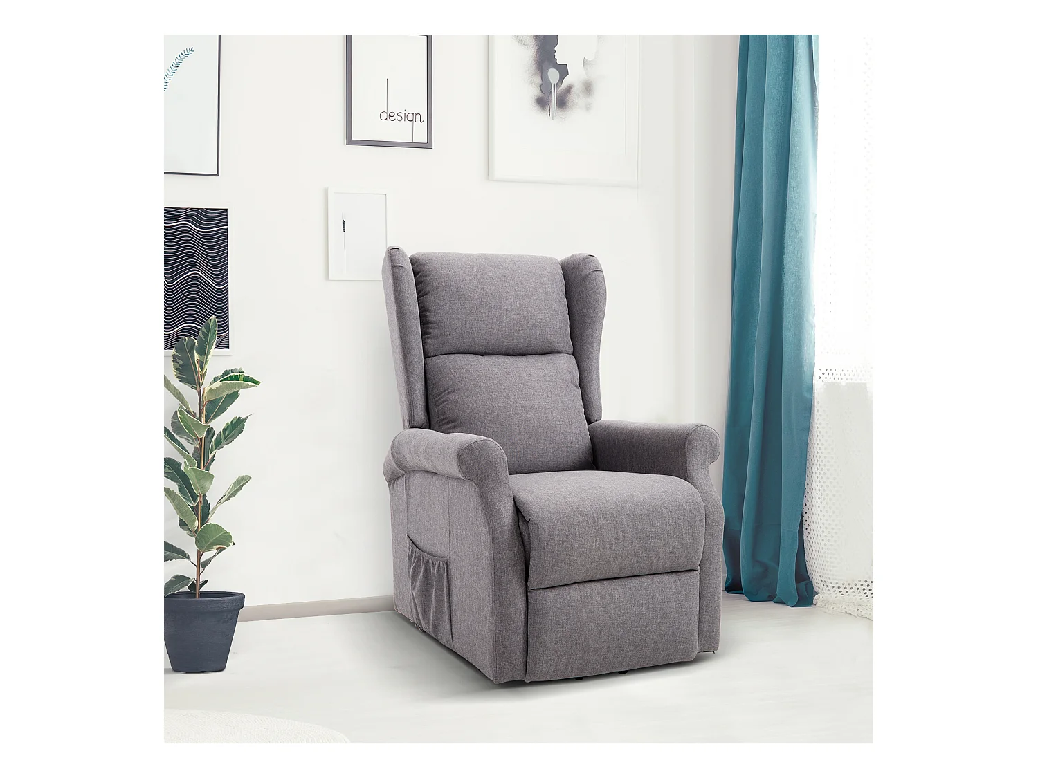 Fauteuil de relaxation électrique fauteuil releveur inclinable avec repose-pied ajustable lin gris chiné