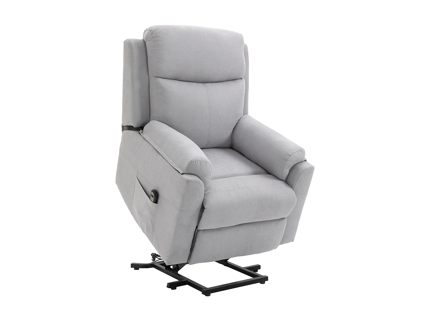 Fauteuil de relaxation électrique - fauteuil releveur inclinable avec repose-pied ajustable et télécommande - tissu aspect lin gris clair