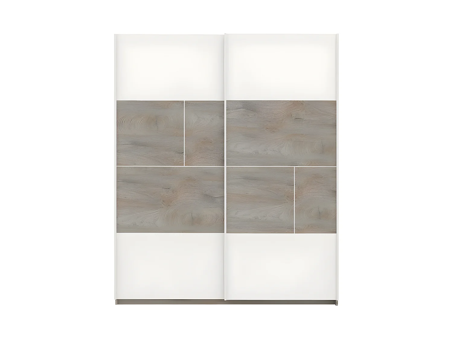 Armoire 2 portes coulissantes Chêne délavé/Blanc mat - FLORINE