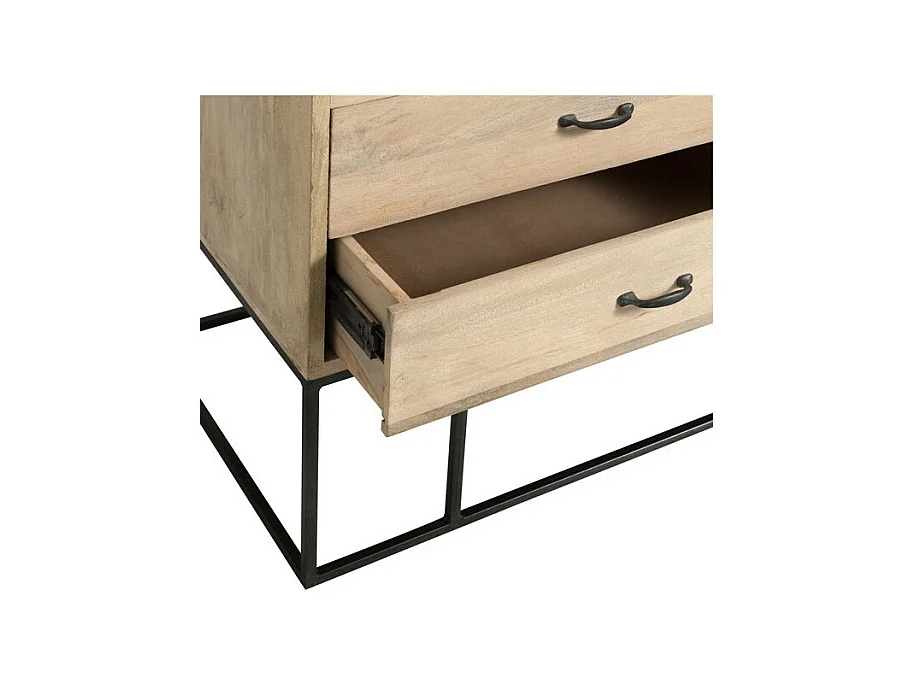 Armoire 3 portes 4 tiroirs en Rotin/Bois/Métal - DALIA