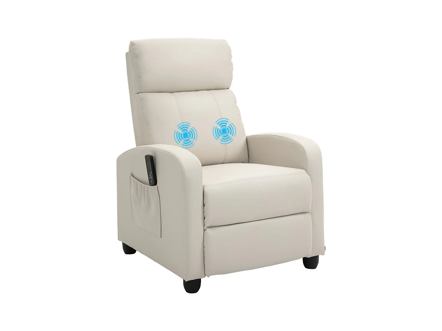 Fauteuil de relaxation et massage inclinaison dossier repose-pied réglable revêtement synthétique crème