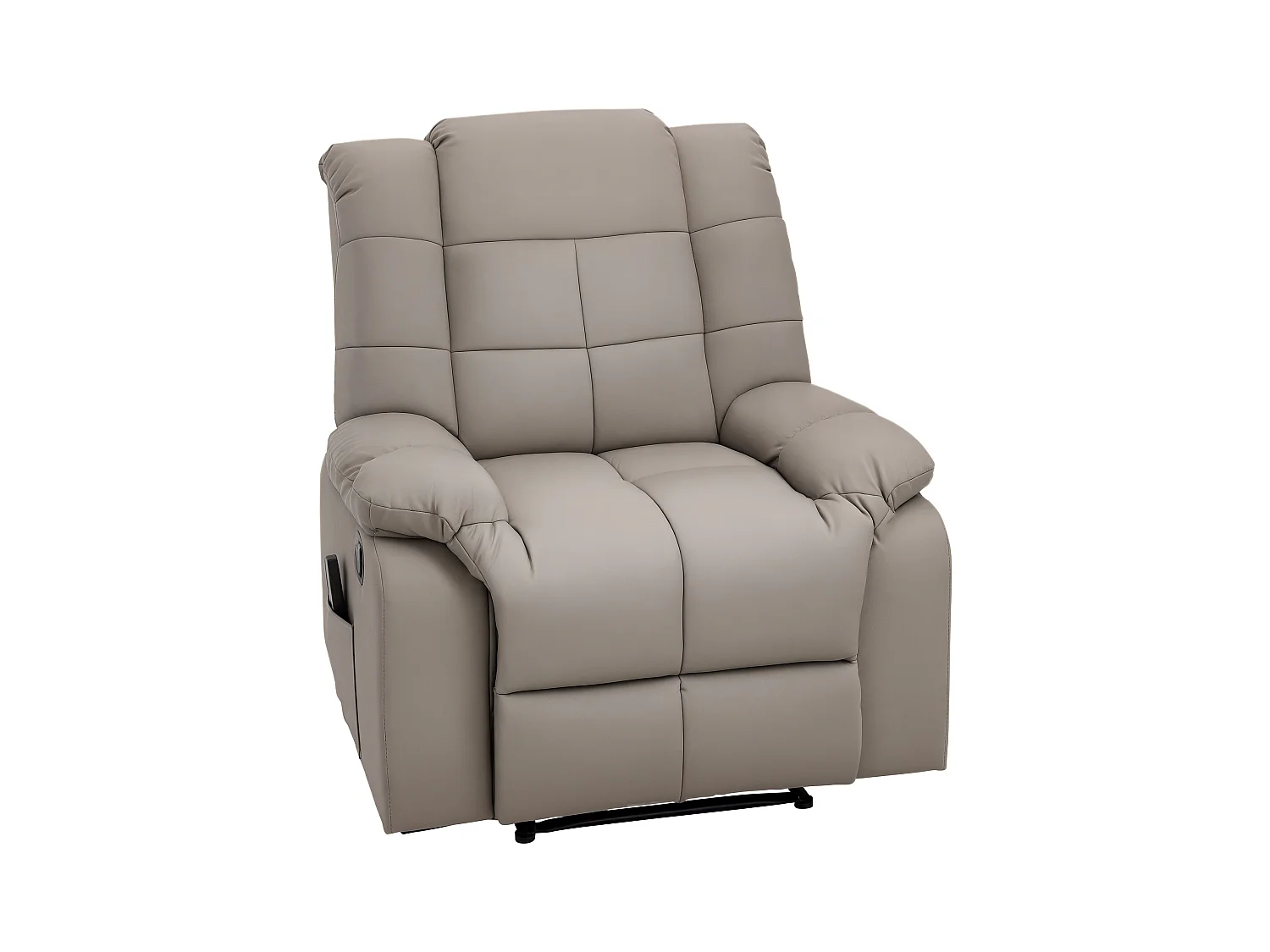 Fauteuil luxe de relaxation et massage inclinaison dossier repose-pied réglable revêtement synthétique gris