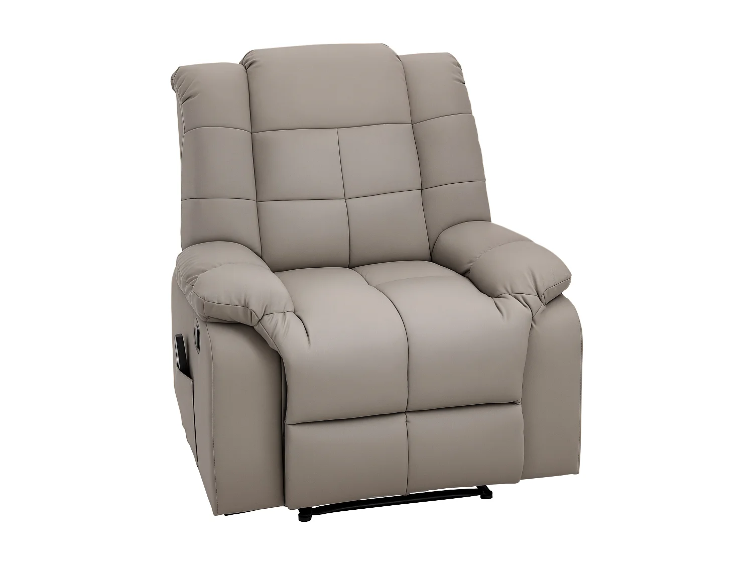 Fauteuil luxe de relaxation et massage inclinaison dossier repose-pied réglable revêtement synthétique gris