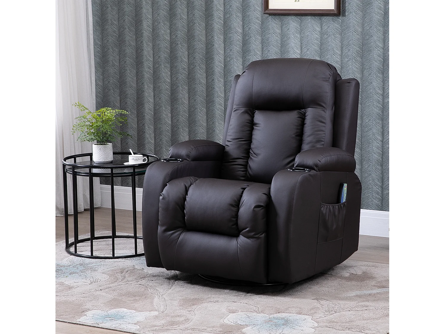 Fauteuil De Massage électrique Inclinable – Chauffant, Simili Cuir Noir, Canapé Relax (neuf)