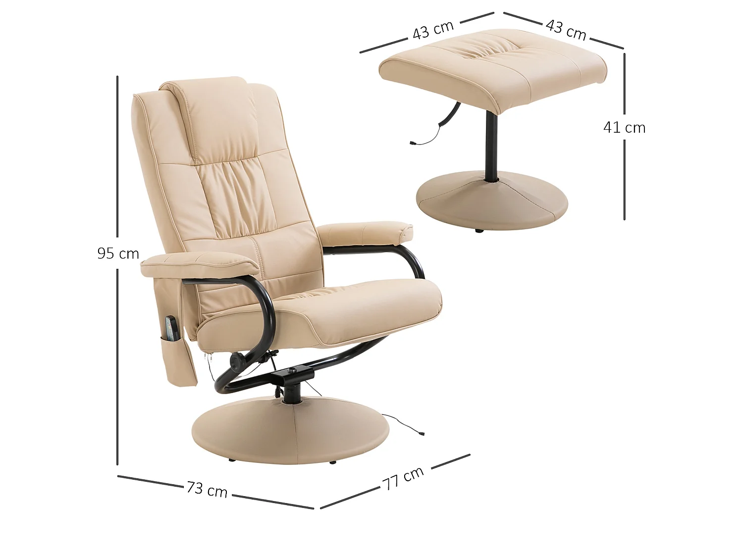 Fauteuil de massage vibration electrique relaxation avec chauffage beige