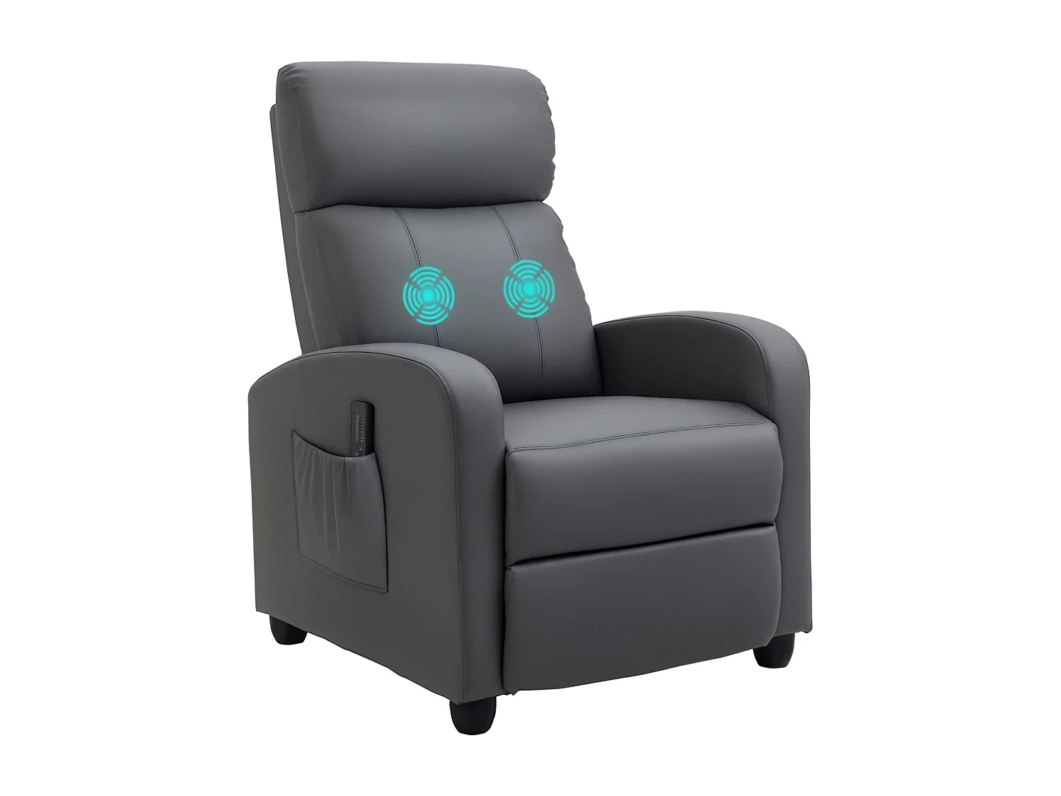 Fauteuil de relaxation et massage inclinaison dossier repose-pied réglable revêtement synthétique gris