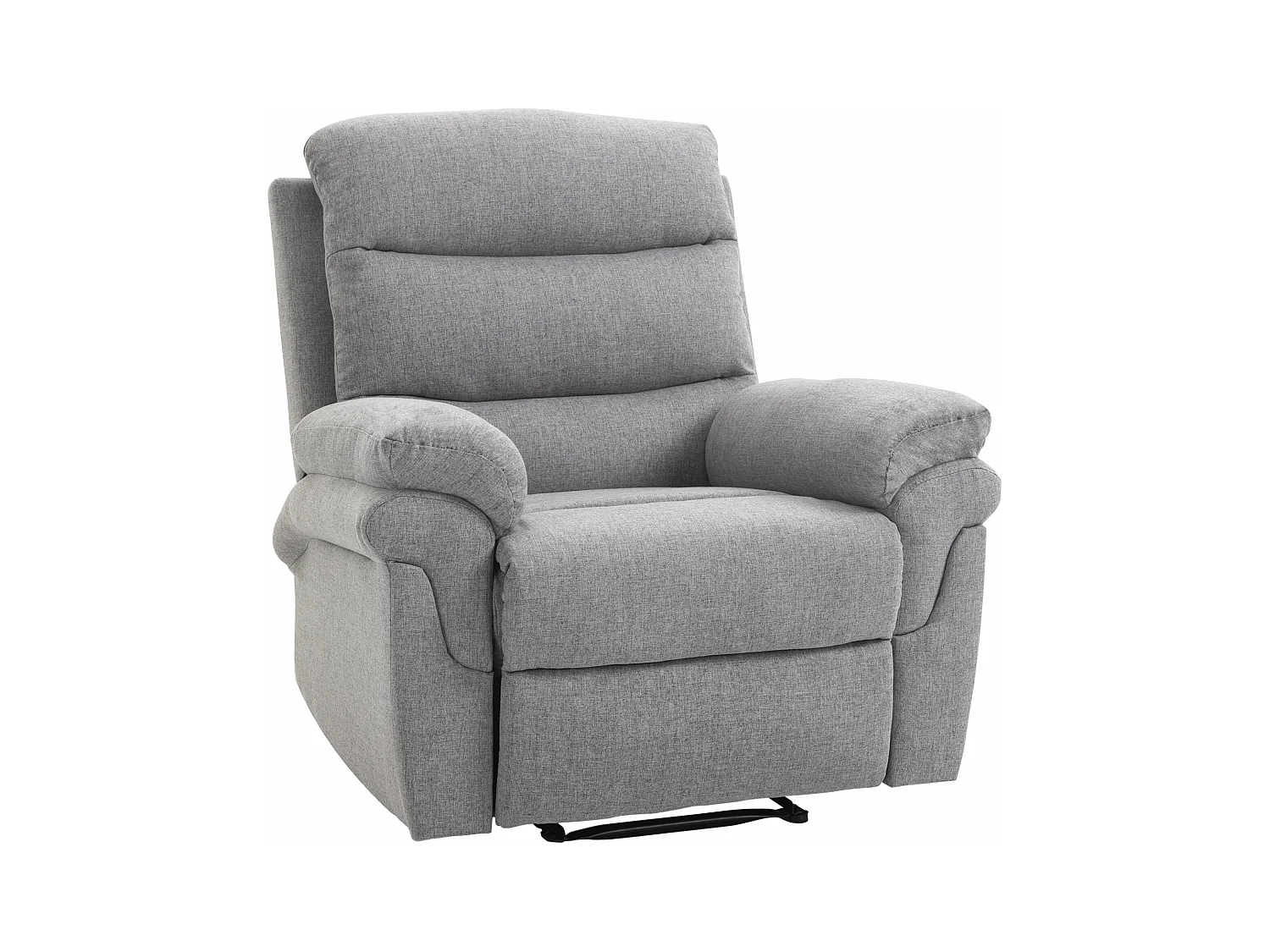 Fauteuil de relaxation inclinable manuel avec repose-pied ajustable tissu polyester aspect lin gris clair chiné
