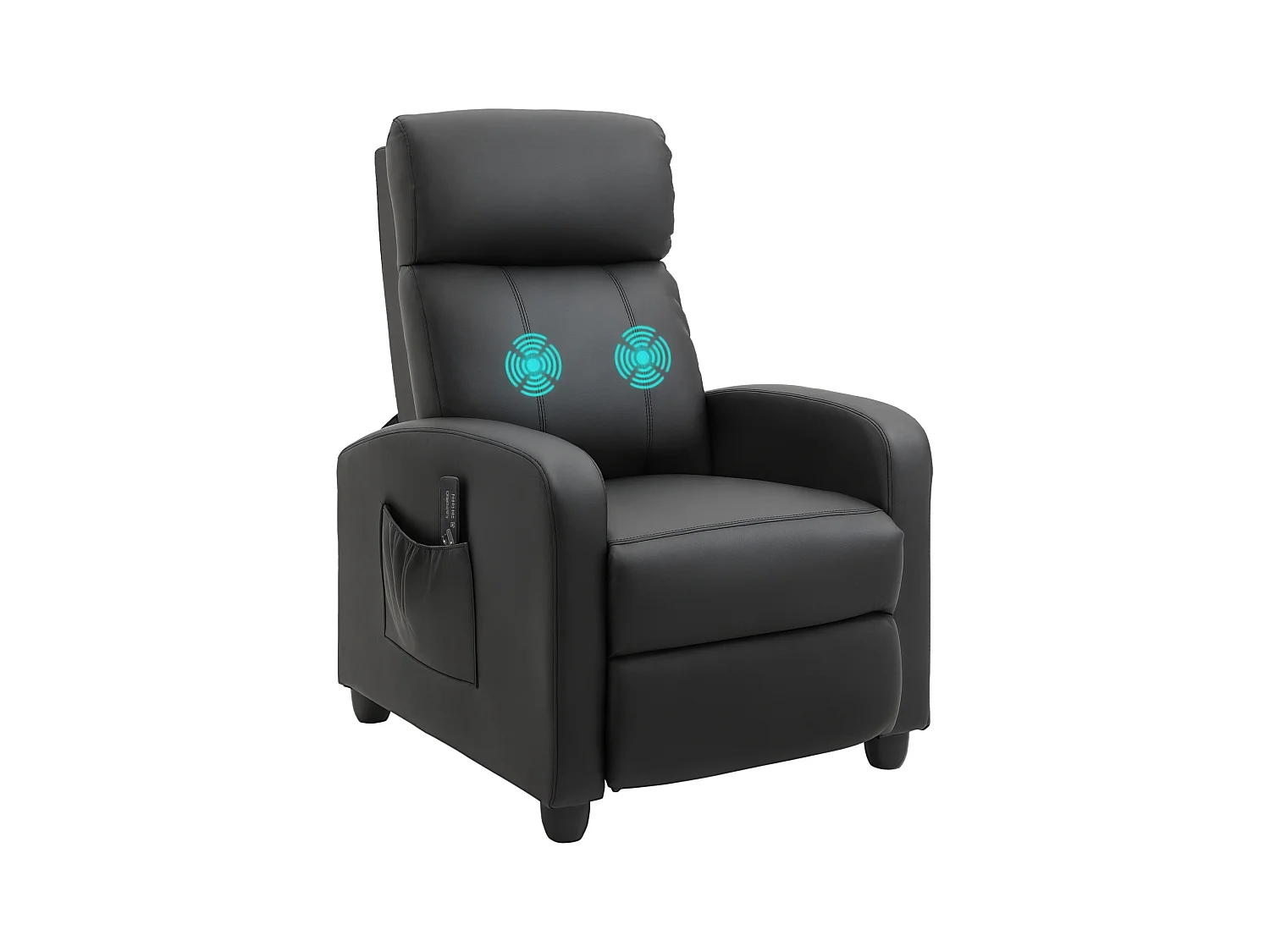 Fauteuil de relaxation et massage inclinaison dossier repose-pied réglable revêtement synthétique noir