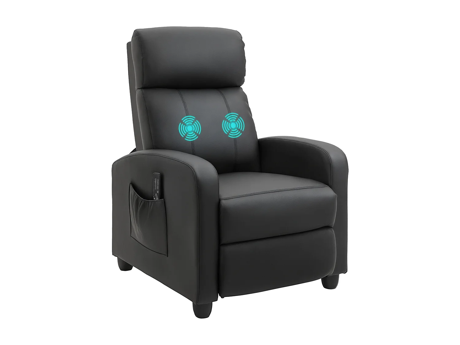 Fauteuil de relaxation et massage inclinaison dossier repose-pied réglable revêtement synthétique noir