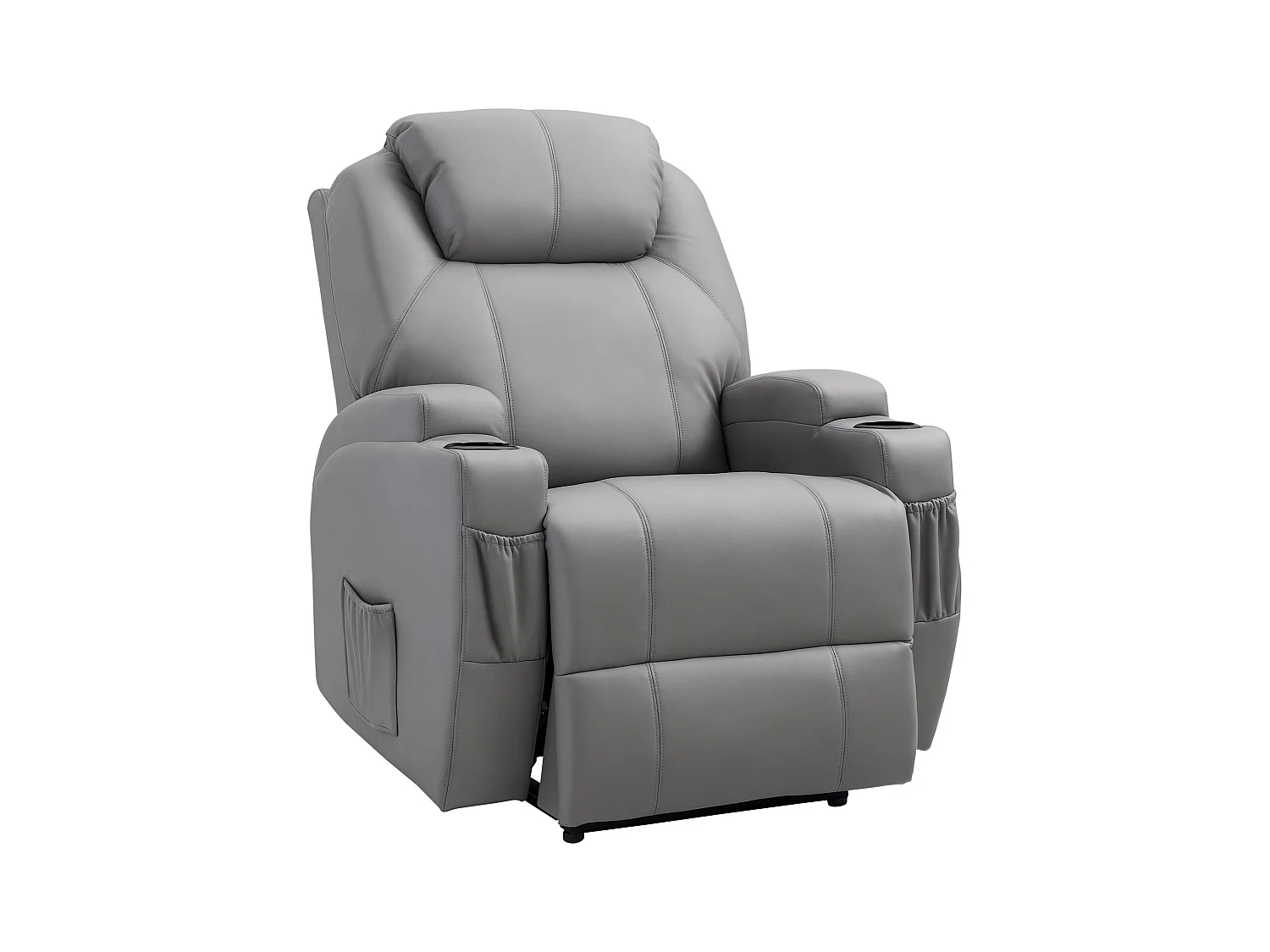 Fauteuil luxe de relaxation et massage inclinaison dossier repose-pied électrique revêtement synthétique gris