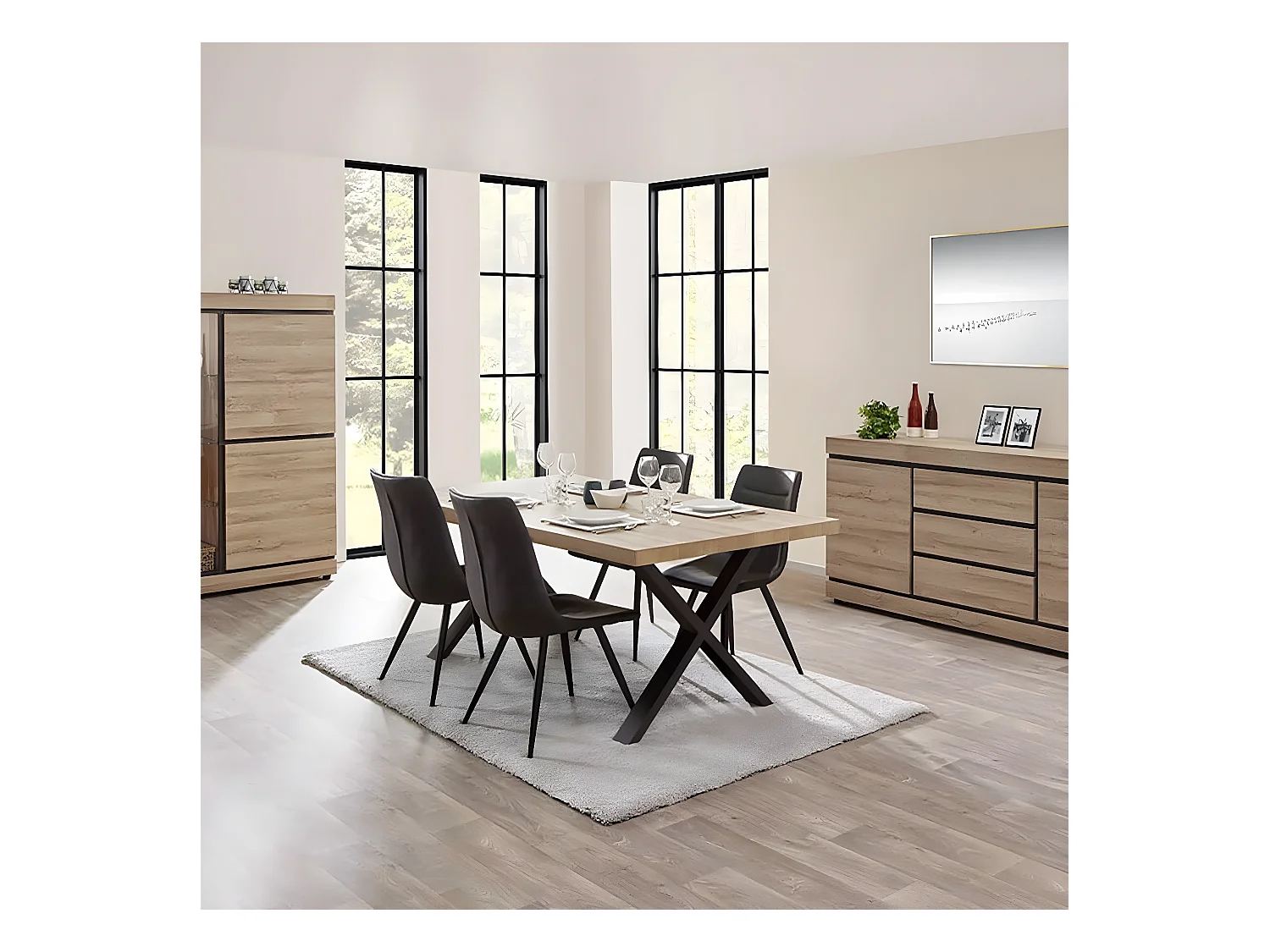 MASSIRE - Table Rectangulaire 230cm Aspect Bois