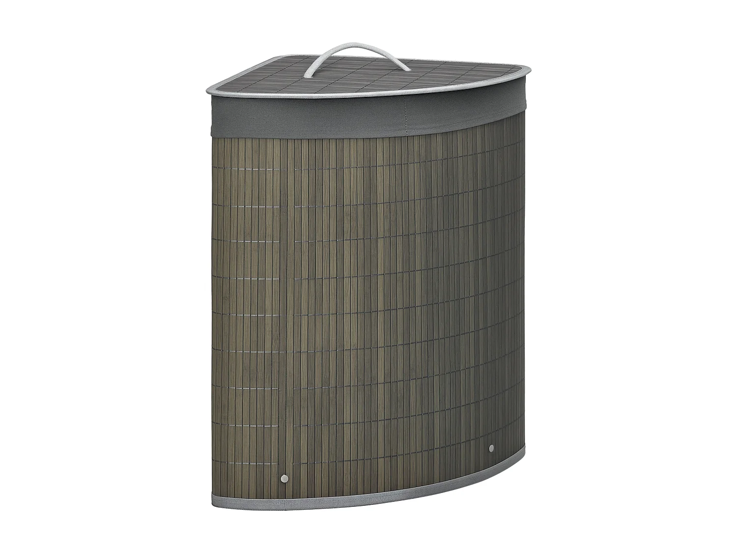 Panier à linge d'angle corbeille à linge bac à linge 55 L couvercle sac amovible poignée bambou tissu gris