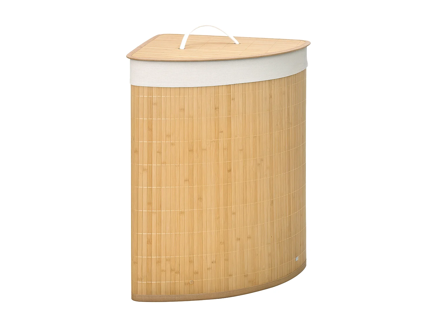 Panier à linge d'angle corbeille à linge bac à linge 55 L couvercle sac amovible poignée bambou tissu