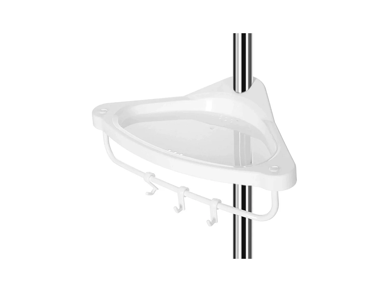 Étagère d'angle de douche télescopique avec 4 plateaux, 3 crochets et 1 porte serviette - H95-300 cm