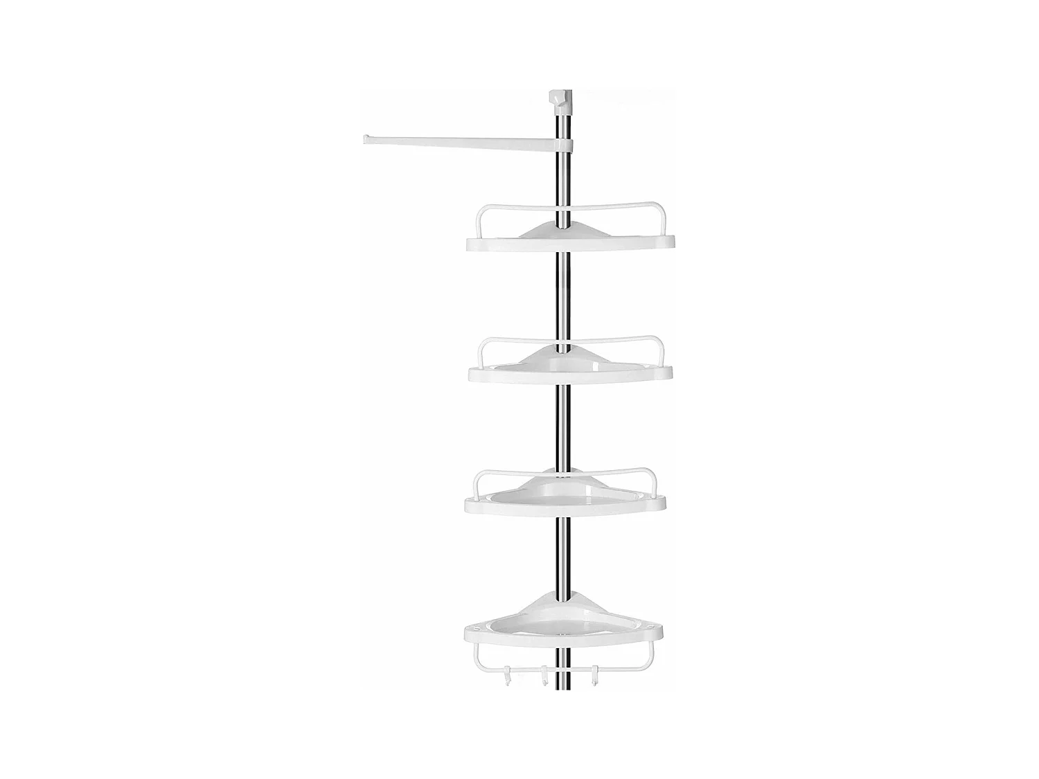 Étagère d'angle de douche télescopique avec 4 plateaux, 3 crochets et 1 porte serviette - H95-300 cm