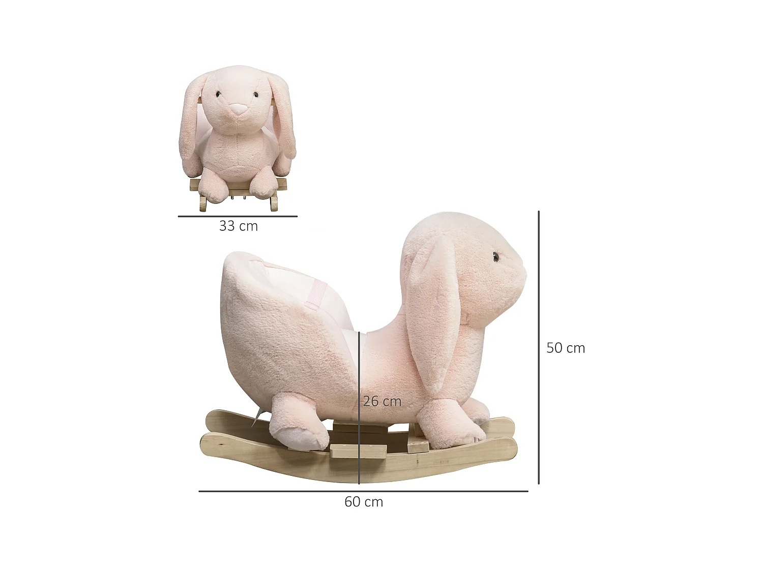 Cheval à bascule jouet à bascule lapin fauteuil intégré ceinture de sécurité fonction sonore clapissement rose