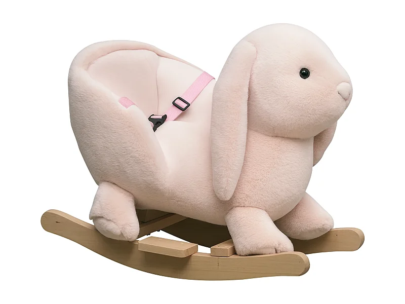 Cheval à bascule jouet à bascule lapin fauteuil intégré ceinture de sécurité fonction sonore clapissement rose