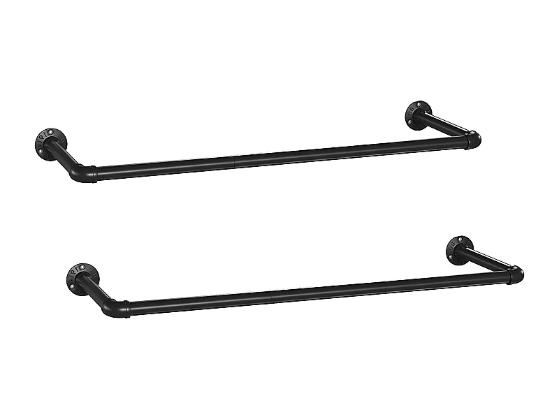 Set van 2 zwarte muurhaken voor kleding - L92 x P30 cm