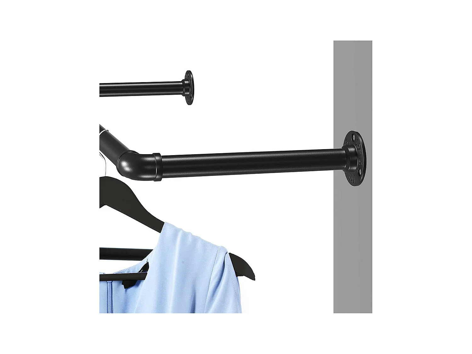 Ensemble de 2 patères murales noires pour vêtements - L92 x P30 cm