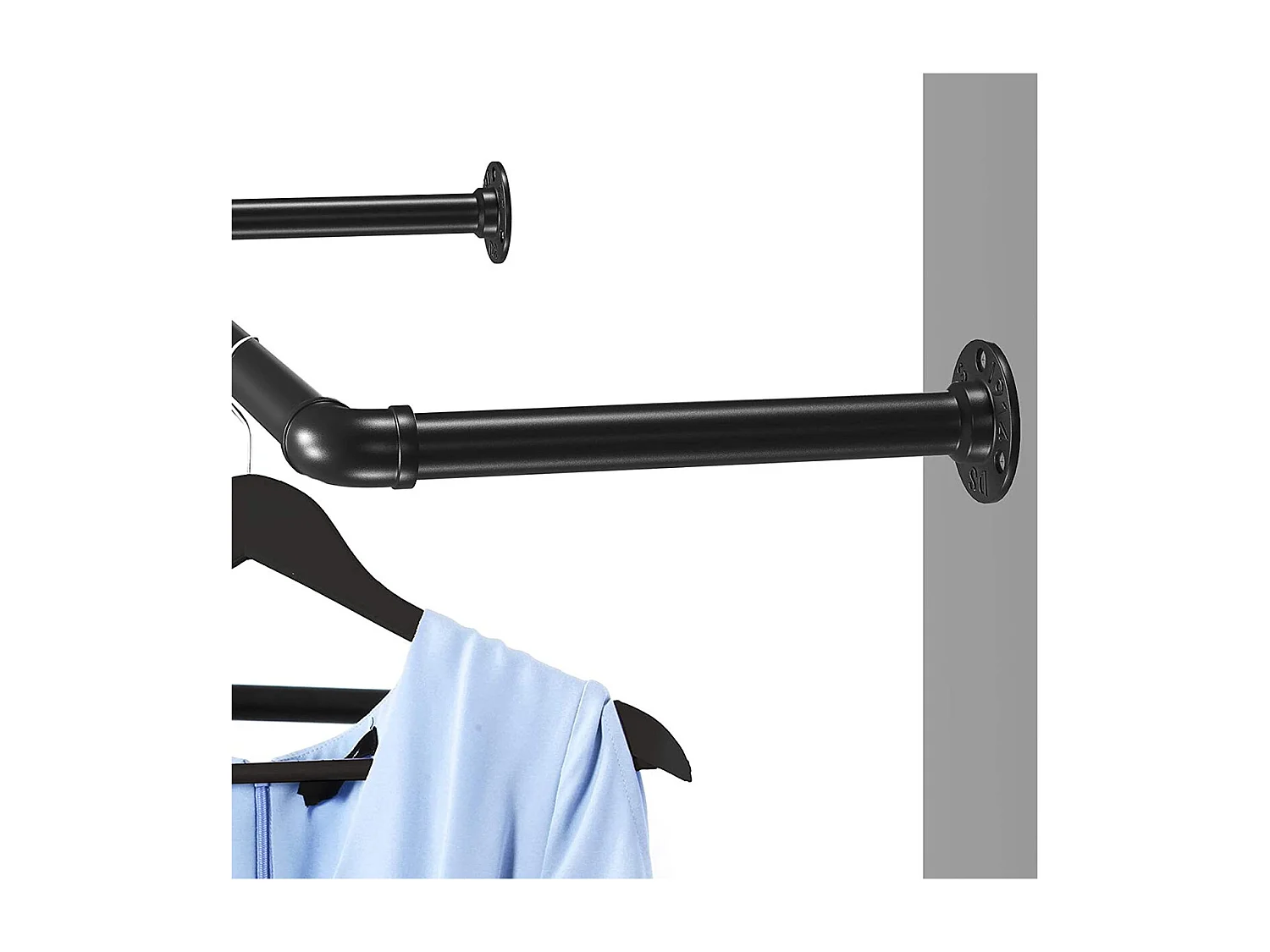 Ensemble de 2 patères murales noires pour vêtements - L92 x P30 cm
